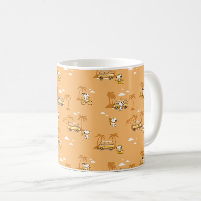 Road Trippin | Jordnötter Snoopy Beach Mönster Kaffemugg (Framsida höger)