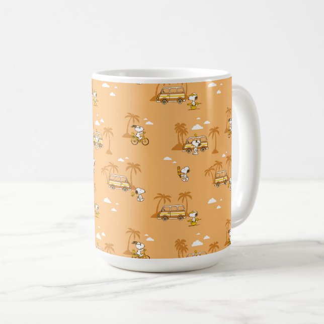 Road Trippin | Jordnötter Snoopy Beach Mönster Kaffemugg (Framsida höger)