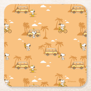 Road Trippin   Jordnötter Snoopy Beach Mönster Underlägg Papper Kvadrat