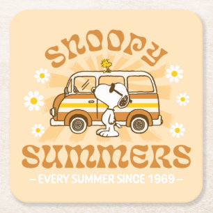 Road Trippin   Jordnötter Snoopy Summers Underlägg Papper Kvadrat