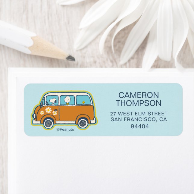 Road Trippin | Peanuts Road Resa Van Returadress Etikett (Insitu)