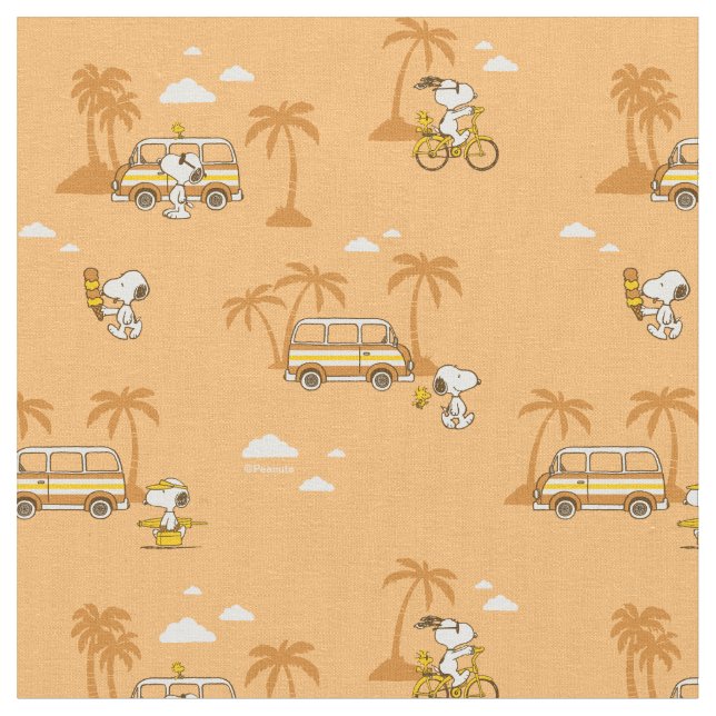 Road Trippin | Peanuts Snoopy Beach Pattern Tyg (Närbild)