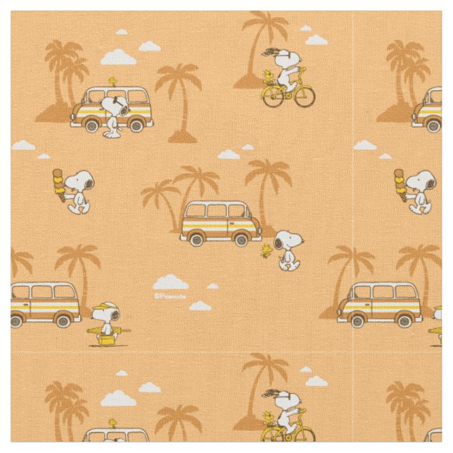 Road Trippin | Peanuts Snoopy Strandmönster Tyg (Närbild)