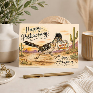 Roadrunner Glad Postcrossing från Arizona Vykort