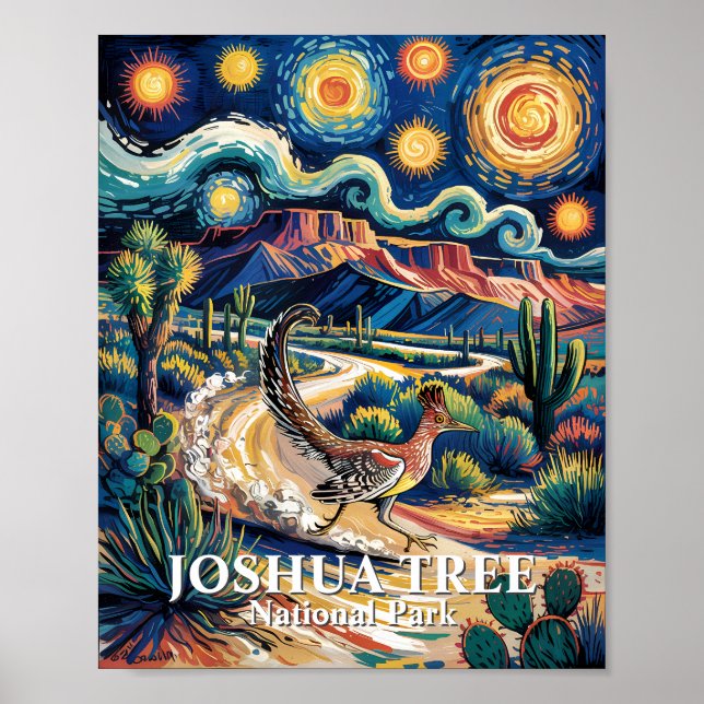 Roadrunner of Joshua Tree Van Gogh Night Custom Poster (Framsidan)