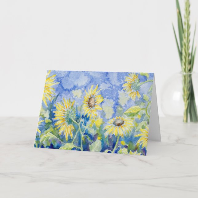 "Roadside Sunblommor" Blank Notecard Tack Kort (Framsida)