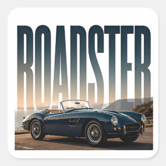 Roadster Lyx Öppen Väg Redaktionell Grafik Fyrkantigt Klistermärke