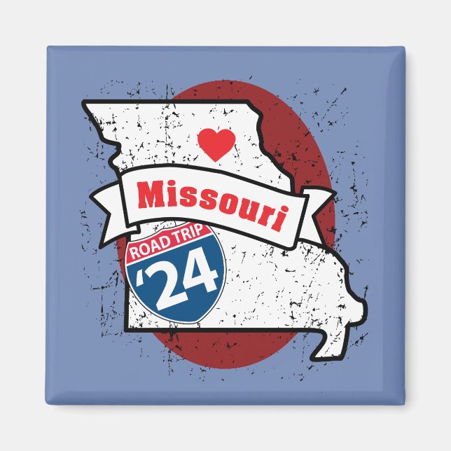 Roadtrip '24 Missouri - square magnet (maron) (Framsidan)