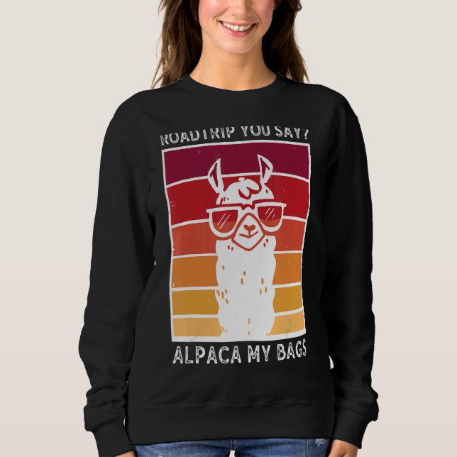 Roadtrip säger Alaca, mina väskor Alpaca Llama T Shirt (Framsida)
