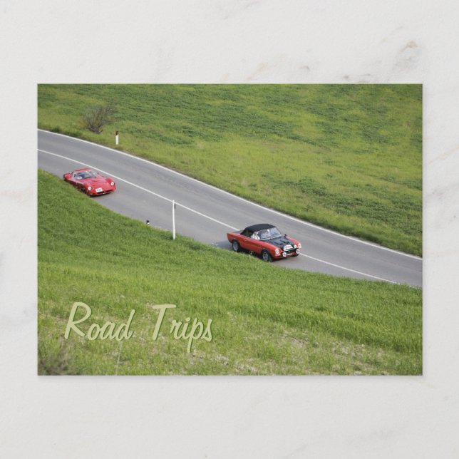 Roadtrips - sportbilar vykort (Framsida)