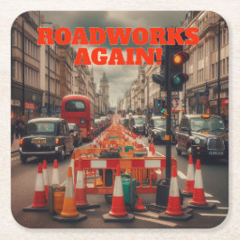 Roadworks i London Underlägg Papper Kvadrat