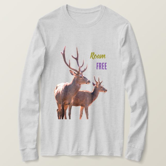 Roam Free Deers Långärmad Top T Shirt (Design framsida)