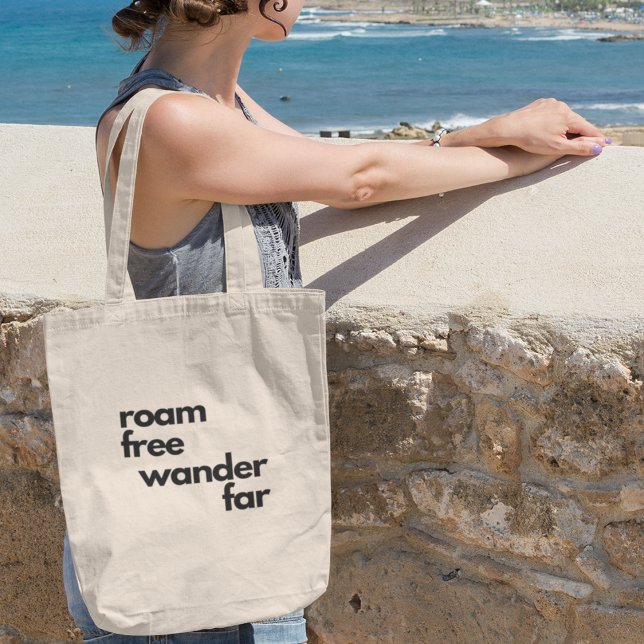 Roam Free Wander Far Inspirational Travel Tygkasse (Shop now and set off on your next adventure in style!)