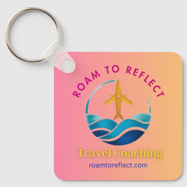 Roam to Reflect nyckelring rosa och gul (Framsida)