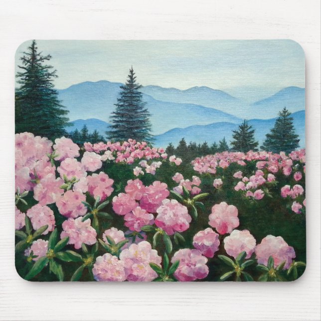 Roan Mt Rhododendron Fine Art Print Mouse Pad Musmatta (Framsidan)