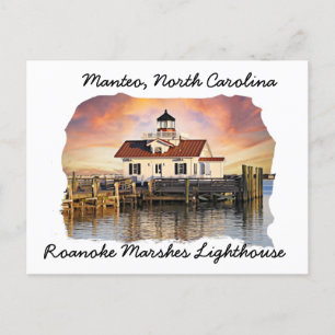 Roanoke Marshes Lighthouse Manteo NC-vykort Vykort