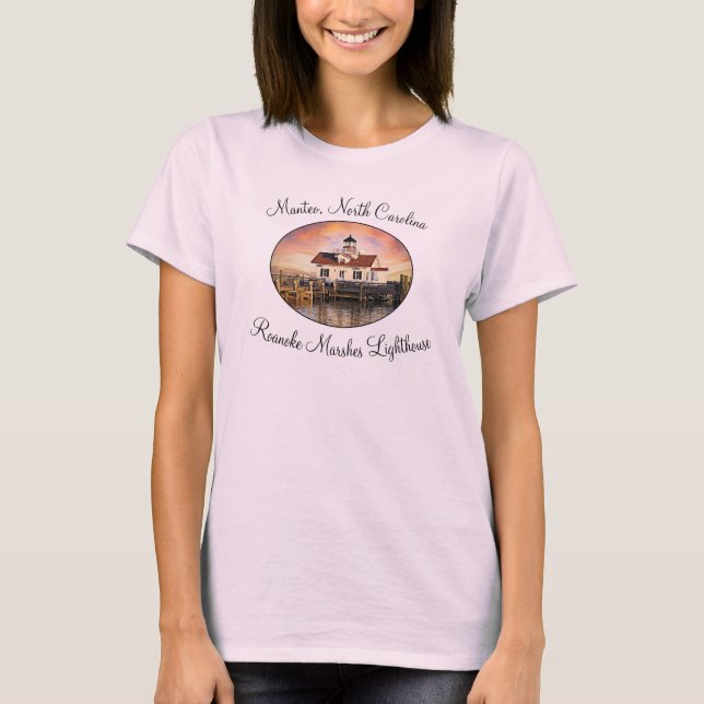 Roanoke Marshes Lighthouse _ Manteo North Carolina T Shirt (Framsida)