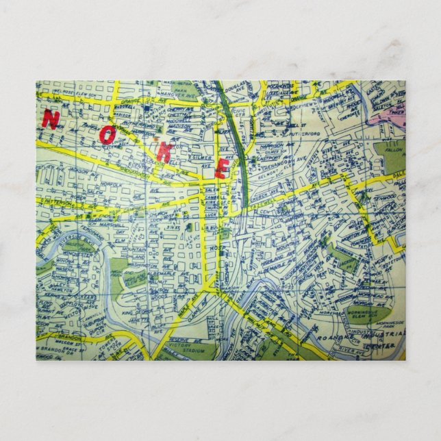 Roanoke, VA Vintage Karta Vykort (Framsida)