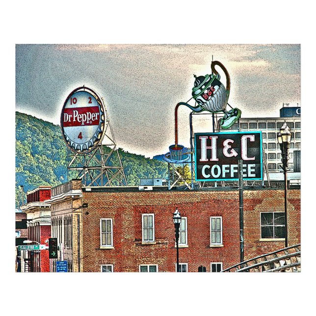 Roanoke VA Virginia Art Print Fototryck (Framsidan)