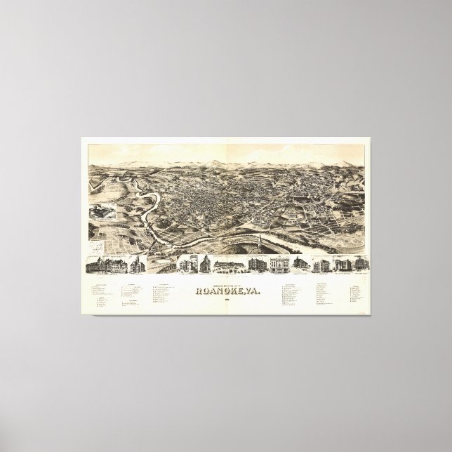 Roanoke, Virginia (1891) Canvastryck (Framsida)