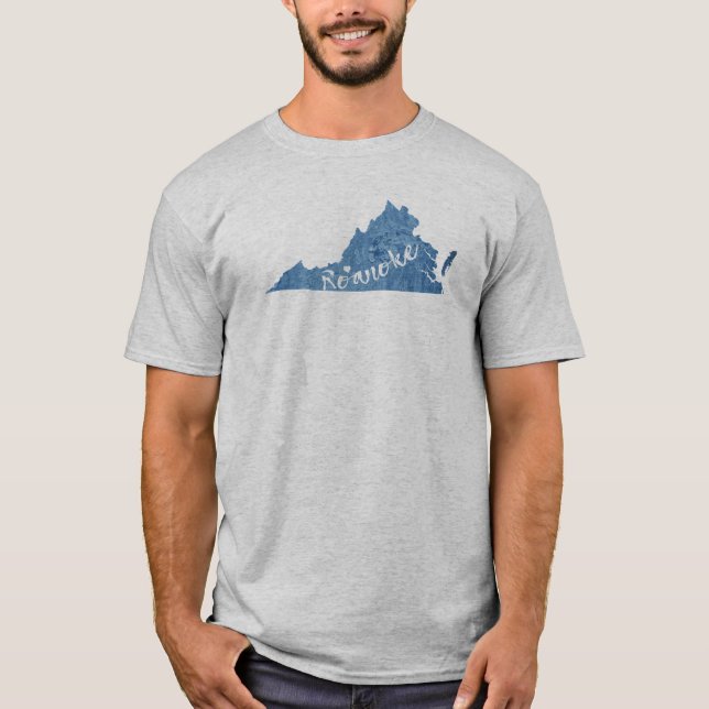 Roanoke Virginia Wood Grain T Shirt (Framsida)