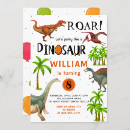 Roar Boys Dinosaur Birthday Jungle Party Inbjudningar