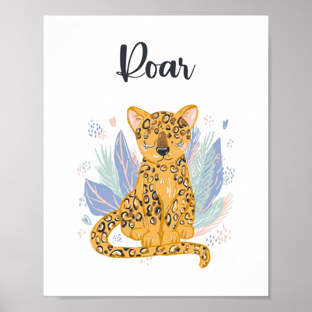 Roar Cheetah Leopard Nursery Art Poster (Framsidan)