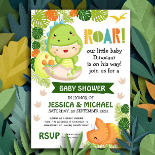 Roar Det är en dinosaur-inbjudan för babyskor Inbjudningar