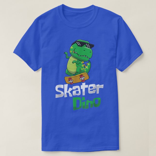 Roar Dino Skater Skateboarder Longboard Halfpipe D T Shirt (Design framsida)