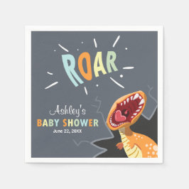 Roar Dinosaur Baby Shower Dino Papper Napkins Boy Pappersservett