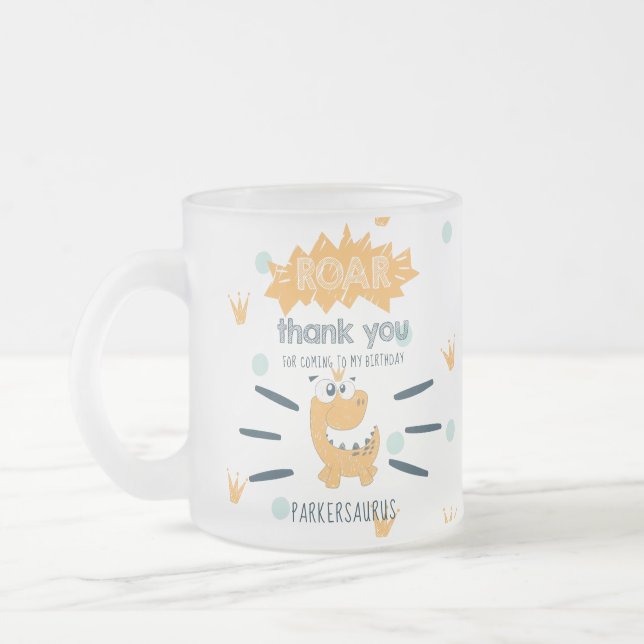 ROAR Dinosaur Birthday Favor Personlig Frostad Glasmugg (Vänster)