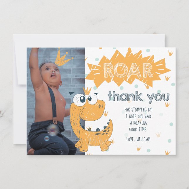 Roar Dinosaur Birthday Photo - tackkort Tack Kort (Framsida)