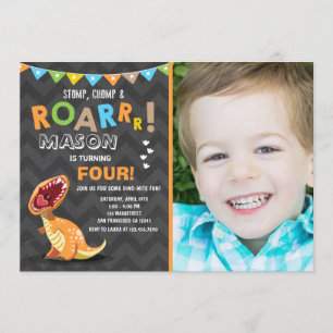 ROAR Dinosaur Dino Födelsedagsfest inbjudan