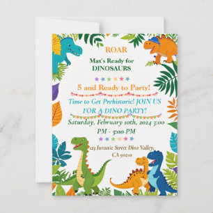Roar Dinosaur Födelsedagsfest inbjudan