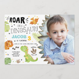 Roar Dinosaur födelsedagsinbjudan Dino Party Boy Inbjudningar