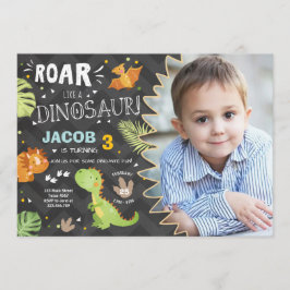 Roar Dinosaur födelsedagsinbjudan Dino Party Boy Inbjudningar