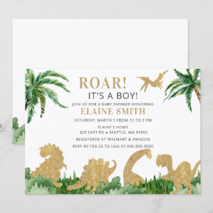 Roar Dinosaur Gender Neutral Baby Shower Inbjudningar