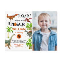Roar Dinosaur Jungle Birthday Fotoinbjudan