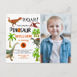Roar Dinosaur Jungle Birthday Fotoinbjudan Vykort