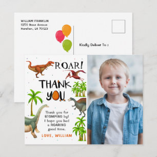 Roar Dinosaur Jungle Birthday Photo Tack Vykort