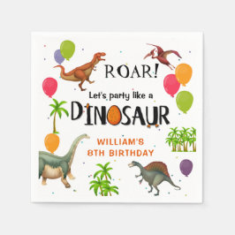 Roar Dinosaur Jungle Födelsedagsfest Papper Pappersservett