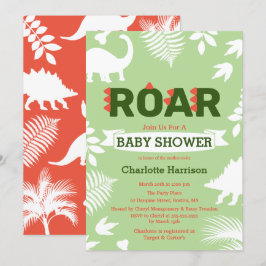 Roar Dinosaur & Jungle Foliage Baby Shower Inbjudningar