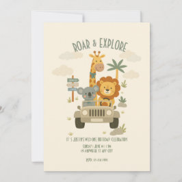 Roar & Explore – It's a Safari Birthday! Inbjudningar