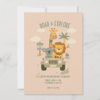 Roar & Explore – It's a Safari Birthday! Inbjudningar