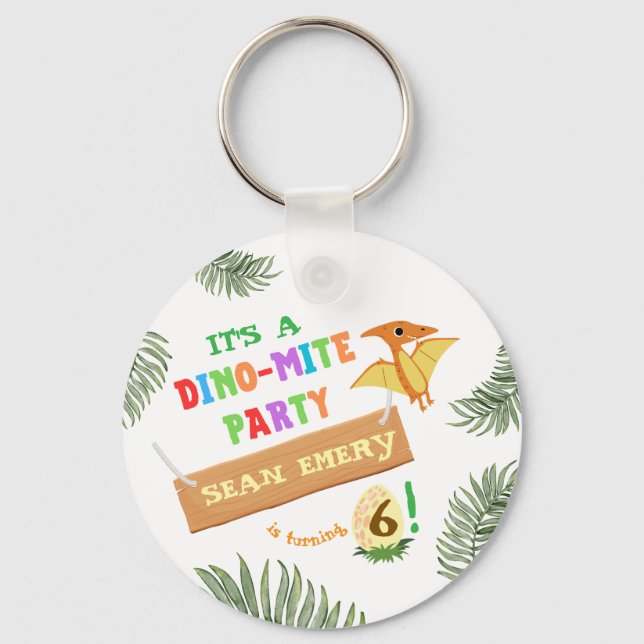 Roar Färg: Stunning Dinosaur Birthday Nyckelring (Framsida)
