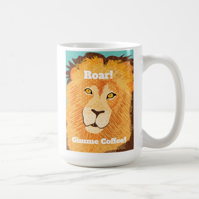 Roar! Graphic Lejon's Ansikte 15 oz. Mugg (Höger)