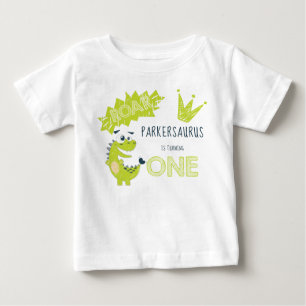 ROAR Grönt Dinosaur Första födelsedag T Shirt