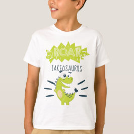 ROAR Grönt Personlig Dinosaur Birthday T Shirt