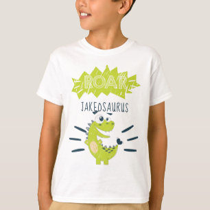 ROAR Grönt Personlig Dinosaur Birthday T Shirt