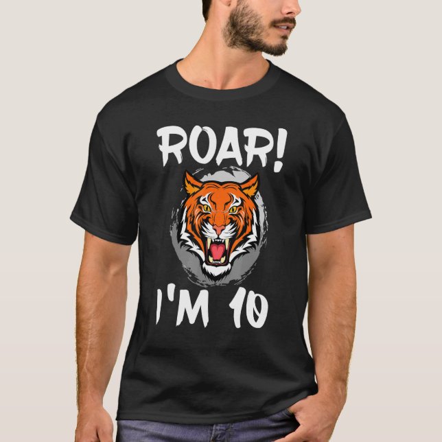 Roar I är 10 Tigers Animal ThMeed Födelsedagsfest  T Shirt (Framsida)